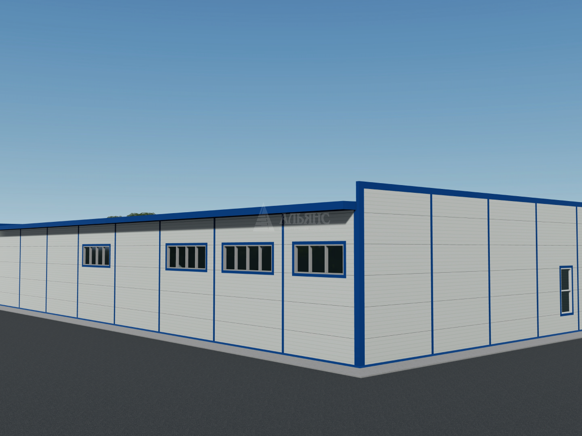 3D визуализация Производственное здание из сэндвич-панелей - фото 9