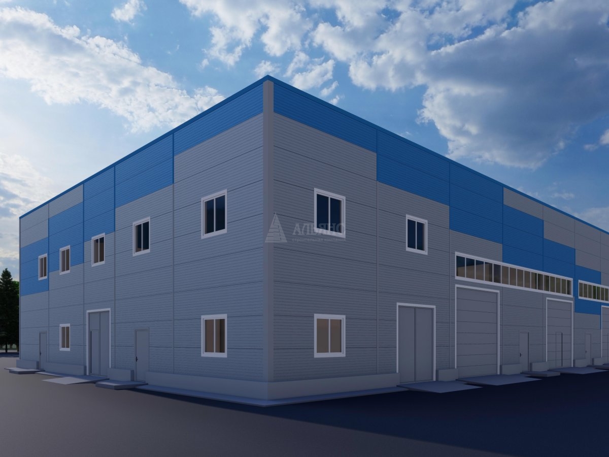 3D визуализация Склад с АБК из сэндвич панелей - фото 4