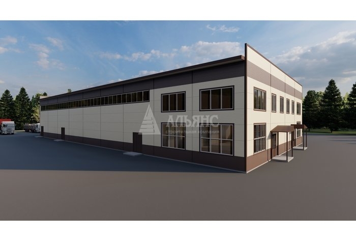 3D визуализация Здание АБК и СТО для фур - фото 4